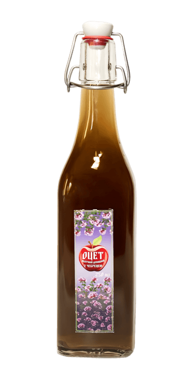 НАТУРАЛЬНИЙ ЯБЛУЧНИЙ ОЦЕТ З ЧЕБРЕЦЕМ (0,5 л)